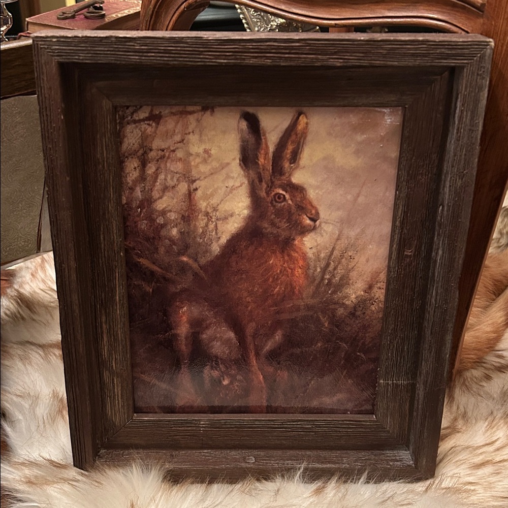 Rustic Brown Framed Rabbit Fine Art Print - Picture 3 of 7